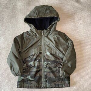Carter's Green and Camo Toddler Fleece-Lined Rain Jacket
